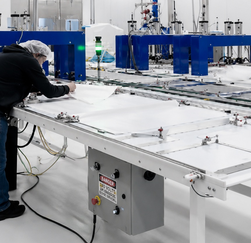 An operator running a Fusion line — no skilled sewing required